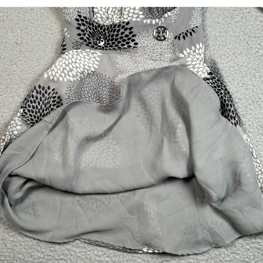Tory Burch Wendy Silk Sequin Mini Dress Women's 2 Gray Floral Archival Mod Glam